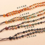 4mm手工编织带顶珠玛瑙水草珠链套头挂脖吊坠毛衣项链挂绳女批发