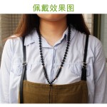8mm黑玛瑙珠链 大气手工编织不可调节黑曜石玉佩吊坠挂绳项链绳子