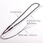 8mm黑玛瑙珠链 大气手工编织不可调节黑曜石玉佩吊坠挂绳项链绳子
