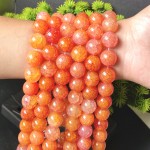 千晶万玛 玫红血丝龙纹玛瑙散珠手串手链珠子手工diy饰品配件批发