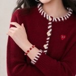 天然淡水珍珠红玛瑙手串女复古设计感手链本命年转运珠礼物饰品