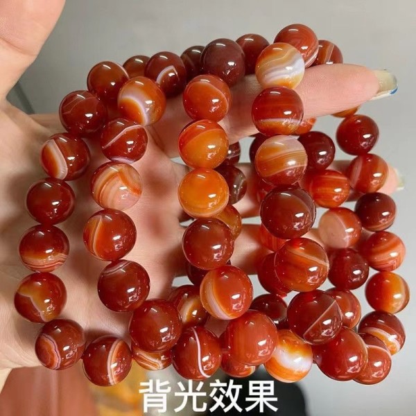 天然玛瑙手串缠丝龙纹手链民族风男女款珠串蚕丝红玛瑙条纹手串