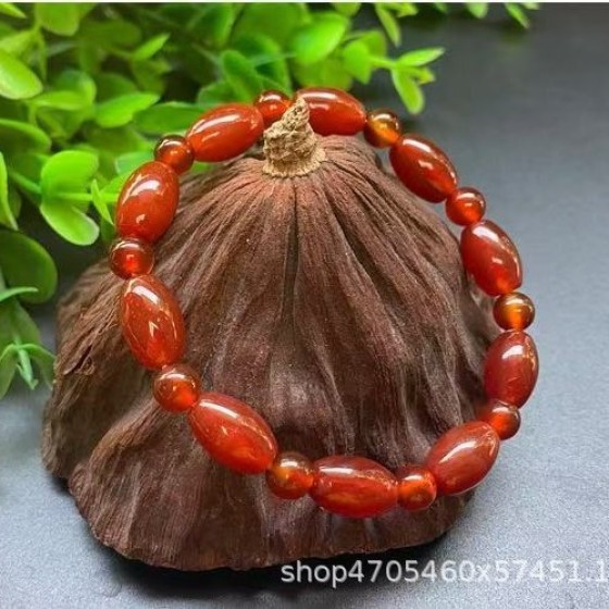 高颜值手链红玛瑙米珠手链红绿孔雀梦幻玛瑙手串首饰饰品