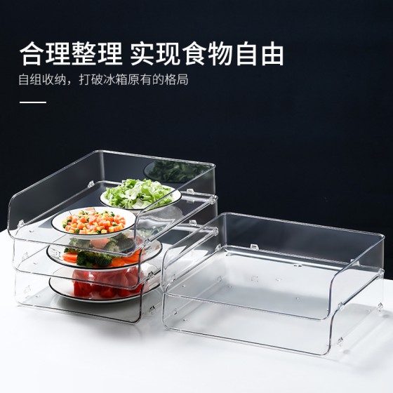冰箱收纳置物架内部加高分层分隔层板厨房台面放剩菜碗盘储物神器