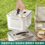 手提保鲜盒户外便携收纳盒双层沥水盒密封塑料带盖冰箱冷冻盒批发