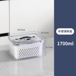 手提保鲜盒户外便携收纳盒双层沥水盒密封塑料带盖冰箱冷冻盒批发