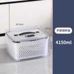 手提保鲜盒户外便携收纳盒双层沥水盒密封塑料带盖冰箱冷冻盒批发