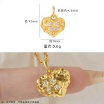 沙金黄金色锤纹陨石星星爱心diy配件点钻实心吊坠项链手链