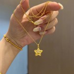 沙金黄金色锤纹陨石星星爱心diy配件点钻实心吊坠项链手链