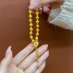 猫眼拉丝金珠手链串珠女轻奢高级感金店同款镀金手串沙金饰品批发