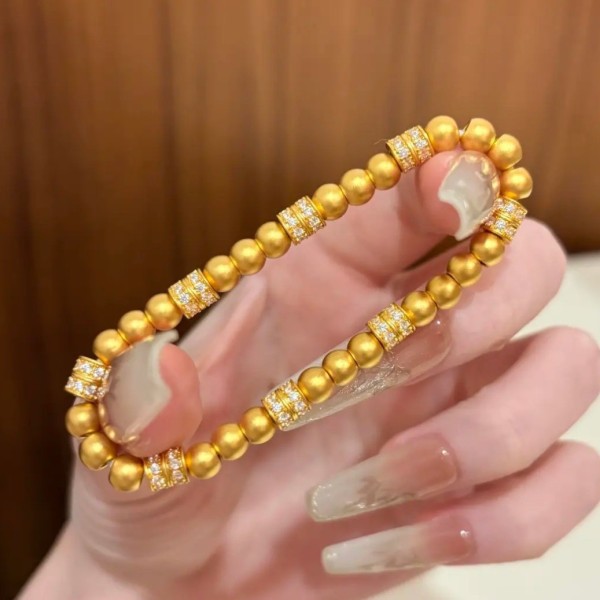 黄金色转运珠冷门手串中古风高级金珠镶钻手链女手饰首饰串珠珠子
