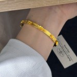 新款月桂花开口手镯小金桂花手环女仿真黄金实心风小红书同款手饰