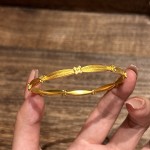 新款月桂花开口手镯小金桂花手环女仿真黄金实心风小红书同款手饰