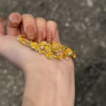 神明花嫁新中式黄金色花朵沙金手镯女小众轻奢百搭手饰梅陇首饰
