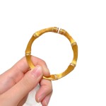 古法真金电镀高保色竹节拉丝手镯古法开口手环小众设计百搭饰品