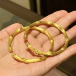 真金电镀高保色竹节拉丝手镯古法开口手环小众设计百搭饰品