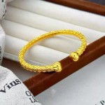 镀真金强保色古法沙金南瓜钱币锤纹手镯精致高级百搭气质时尚手镯