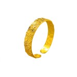 古法镀金锤纹吉言手镯碎碎冰錾刻沙金宽版开口镯子女设计感手饰