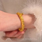 沙金浮雕猫爪手镯镀真金保色立体猫咪铃铛手环女仿真黄金开口手镯
