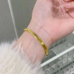 真金24K真空电镀强保色爆闪猫眼拉丝条纹手镯时尚百搭金店同款女