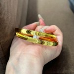 真金24K真空电镀强保色爆闪猫眼拉丝条纹手镯时尚百搭金店同款女