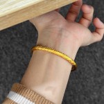 古法沙金紧箍素圈开口手镯女仿黄金卷草纹镯子小众轻奢高级感手饰