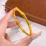【清库存不退不换】黄铜镀金节节高升竹节手镯黄金色砂面金镯子