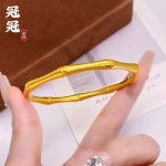 【清库存不退不换】黄铜镀金节节高升竹节手镯黄金色砂面金镯子