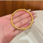 黄金色古法哑光素圈推拉实心镯子可调节手镯女轻奢高级感手饰手环