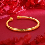 沙金新中式南瓜头梅花手镯 镀18k金保色可调节梅花女手镯批发