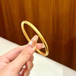 真金24K真空电镀强保色古法传承4MM手镯素圈实心女士真金色女三金