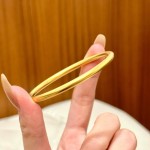 真金24K真空电镀强保色古法传承4MM手镯素圈实心女士真金色女三金