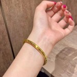 金店同款CNC黄金色满天星单环碎碎冰高级感圆条精致手镯镯子手环