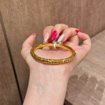 金店同款CNC黄金色满天星单环碎碎冰高级感圆条精致手镯镯子手环