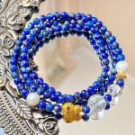 ins风4mm天然青金石白水晶多圈设计感手链手串