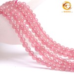 天然马粉晶手链 马达加斯加粉水晶三圈手串饰品 圆珠串马粉批发