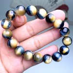天然金蓝梦幻虎眼石手串 眼金蓝共生虎眼石手链 批发木变石虎眼石