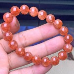 天然金草莓晶日光石手链 斯里兰卡橙红金太阳石手串时尚饰品 批发