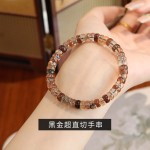 雏灵天然水晶直切手串黄紫水晶黑金超虎眼石药片直切手串批发
