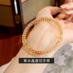 雏灵天然水晶直切手串黄紫水晶黑金超虎眼石药片直切手串批发