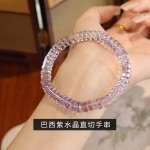 雏灵天然水晶直切手串黄紫水晶黑金超虎眼石药片直切手串批发