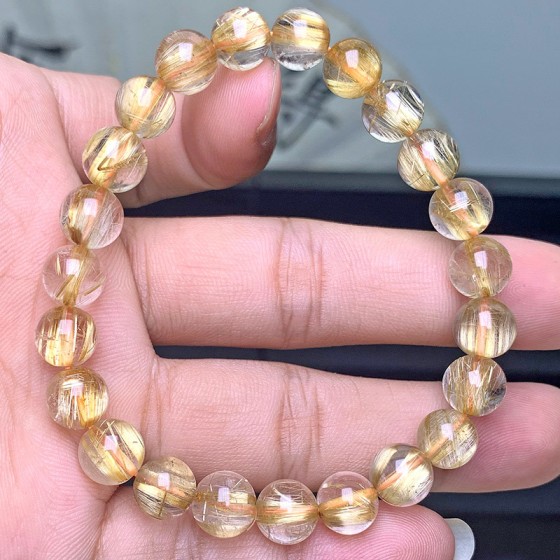 天然金发晶手链  收藏级顺发发多金发钛晶手串饰品 厂家直销批发