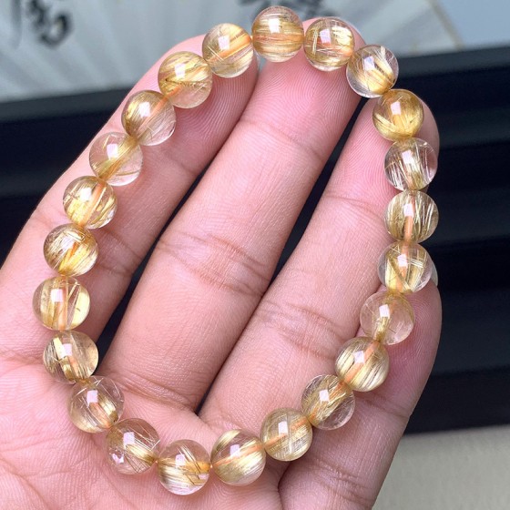 天然金发晶手链  收藏级顺发发多金发钛晶手串饰品 厂家直销批发