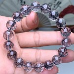天然黑发晶手串厂家批发  晶体干净发丝明显发丝多黑发晶手链