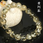 天然柠檬黄阿赛水晶手链 暴闪阿赛斯特莱黄水晶圆珠手串 手饰批发