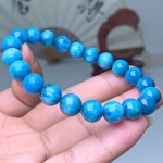 天然蓝磷灰石手串 蓝磷辉石圆珠带猫眼手链饰品 水晶彩宝厂家批发