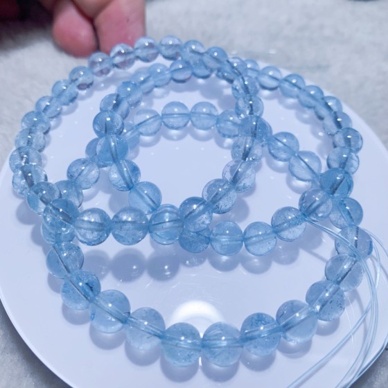 天然高品原矿瑞士蓝托帕石手链天空蓝伦敦蓝黄白玉水晶手串批发