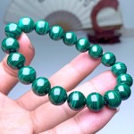 天然孔雀石手串 收藏级绿色孔雀纹千层纹孔雀石手链 水晶彩宝批发