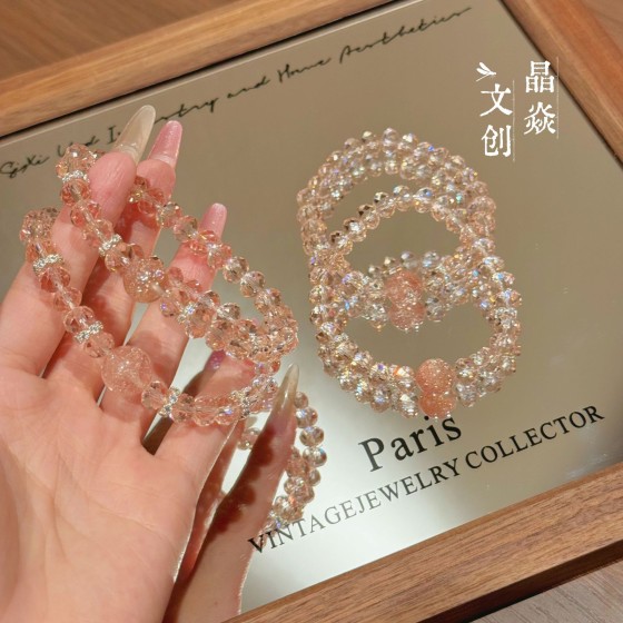 粉烟花晶K9正版华子爆闪直播间同款厂家直销串珠手链水晶手串