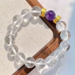 12mm复古高品质天然紫水晶白水晶设计感手链手串手饰